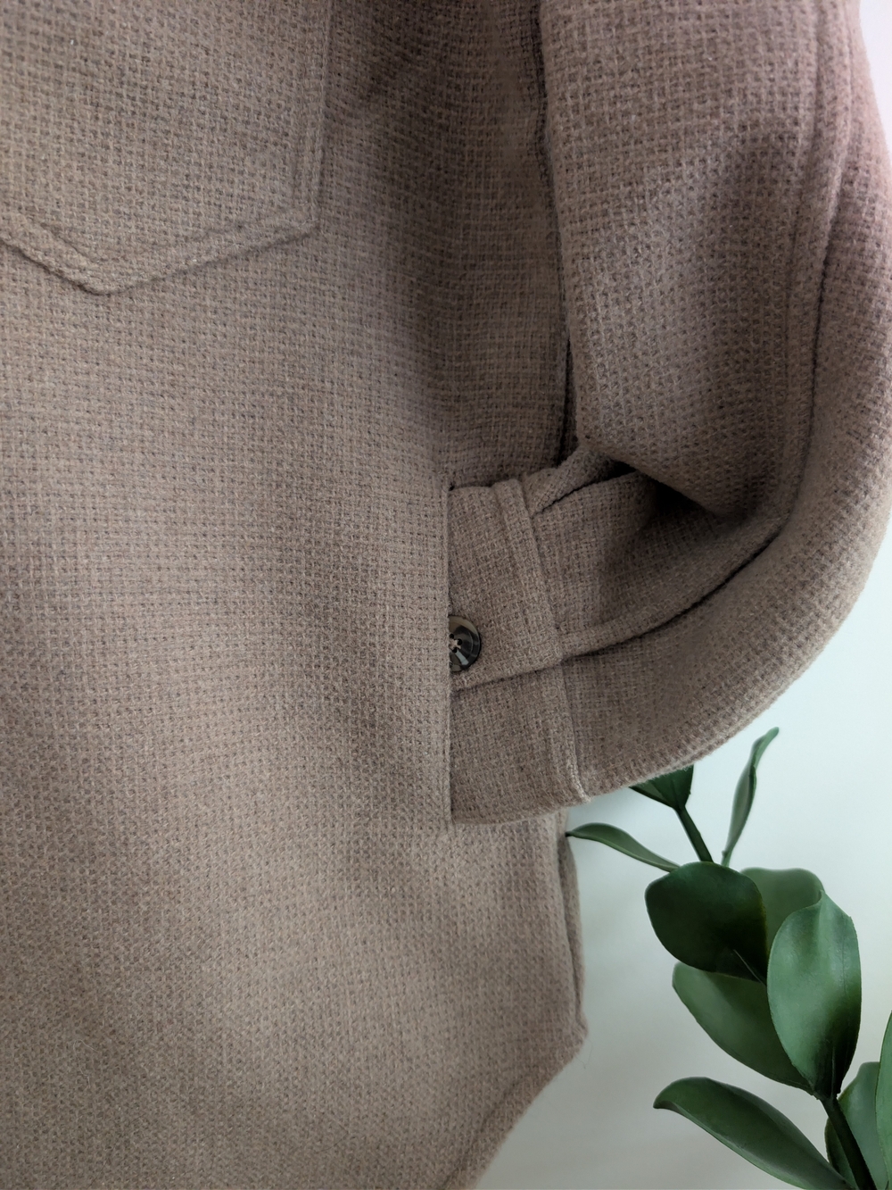 Taupe Shacket with Button Front - Picture 4 of 7
